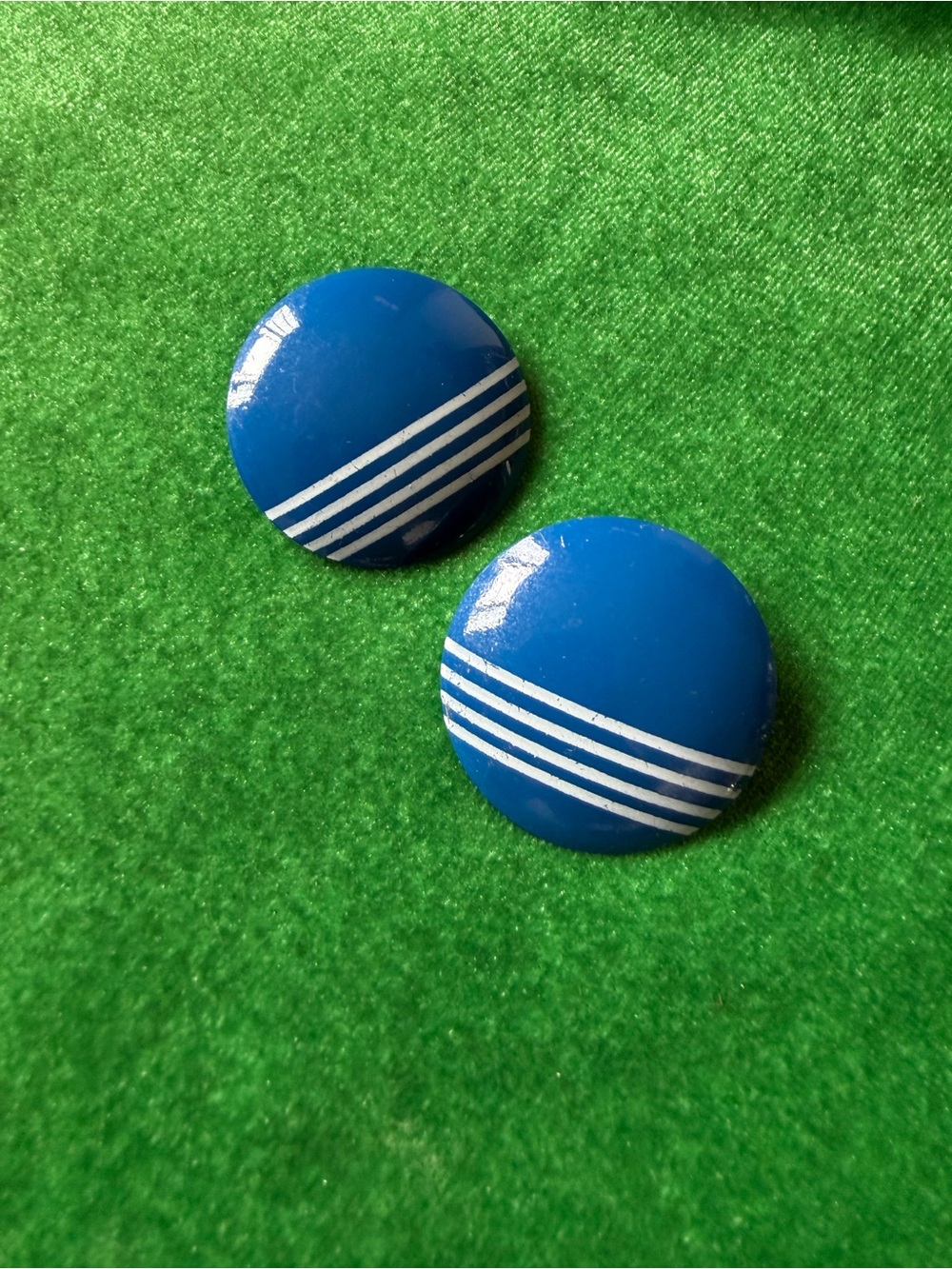 Blue Round Striped Metal Vintage Earrings